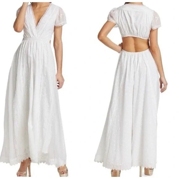 NWT LoveShackFancy Vania Cotton Cut-Out Maxi Dress‎ White Sz Medium $595 - Picture 2 of 7